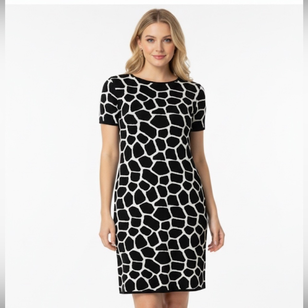 TALBOTS size medium black & white wool blend dress
